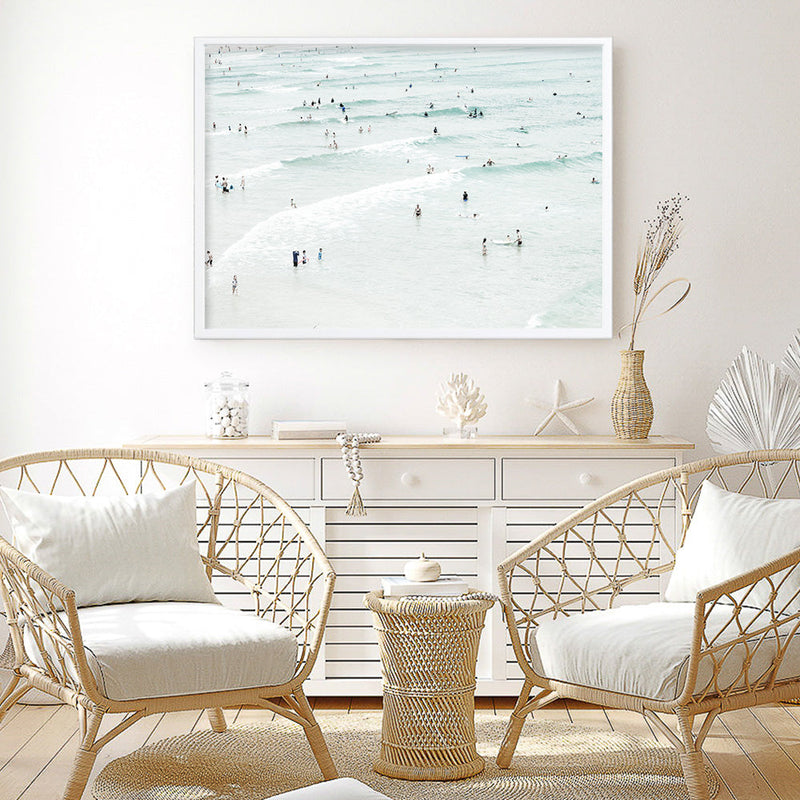 Shop Byron Swimmers Photo Art Print a coastal themed photography wall art print from The Print Emporium wall artwork collection - Buy Australian made fine art poster and framed prints for the home and your interior decor, TPE-1021-AP
