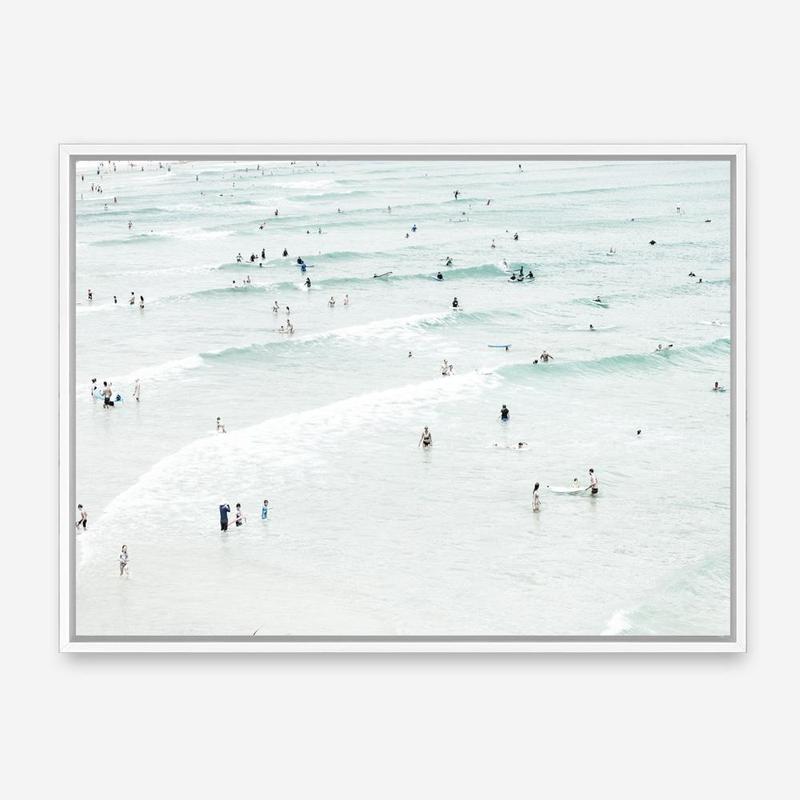 Shop Byron Swimmers Photo Canvas Print a coastal themed photography framed stretched canvas print from The Print Emporium wall artwork collection - Buy Australian made prints for the home and your interior decor space, TPE-1021-CA-35X46-NF