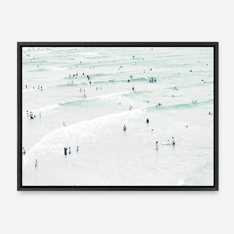 Shop Byron Swimmers Photo Canvas Print a coastal themed photography framed stretched canvas print from The Print Emporium wall artwork collection - Buy Australian made prints for the home and your interior decor space, TPE-1021-CA-35X46-NF