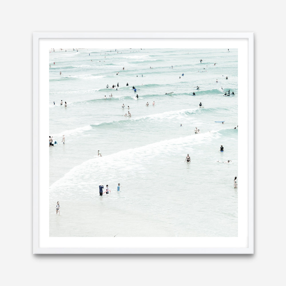 Shop Byron Swimmers (Square) Photo Art Print a coastal themed photography wall art print from The Print Emporium wall artwork collection - Buy Australian made fine art poster and framed prints for the home and your interior decor, TPE-1022-AP