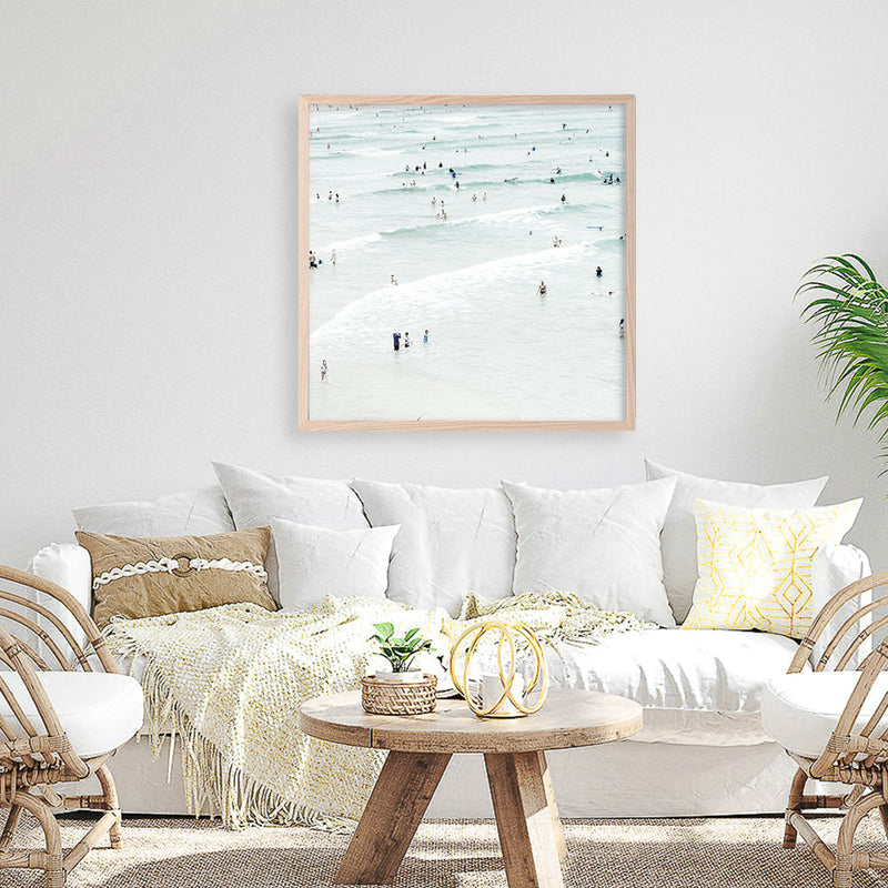 Shop Byron Swimmers (Square) Photo Art Print a coastal themed photography wall art print from The Print Emporium wall artwork collection - Buy Australian made fine art poster and framed prints for the home and your interior decor, TPE-1022-AP