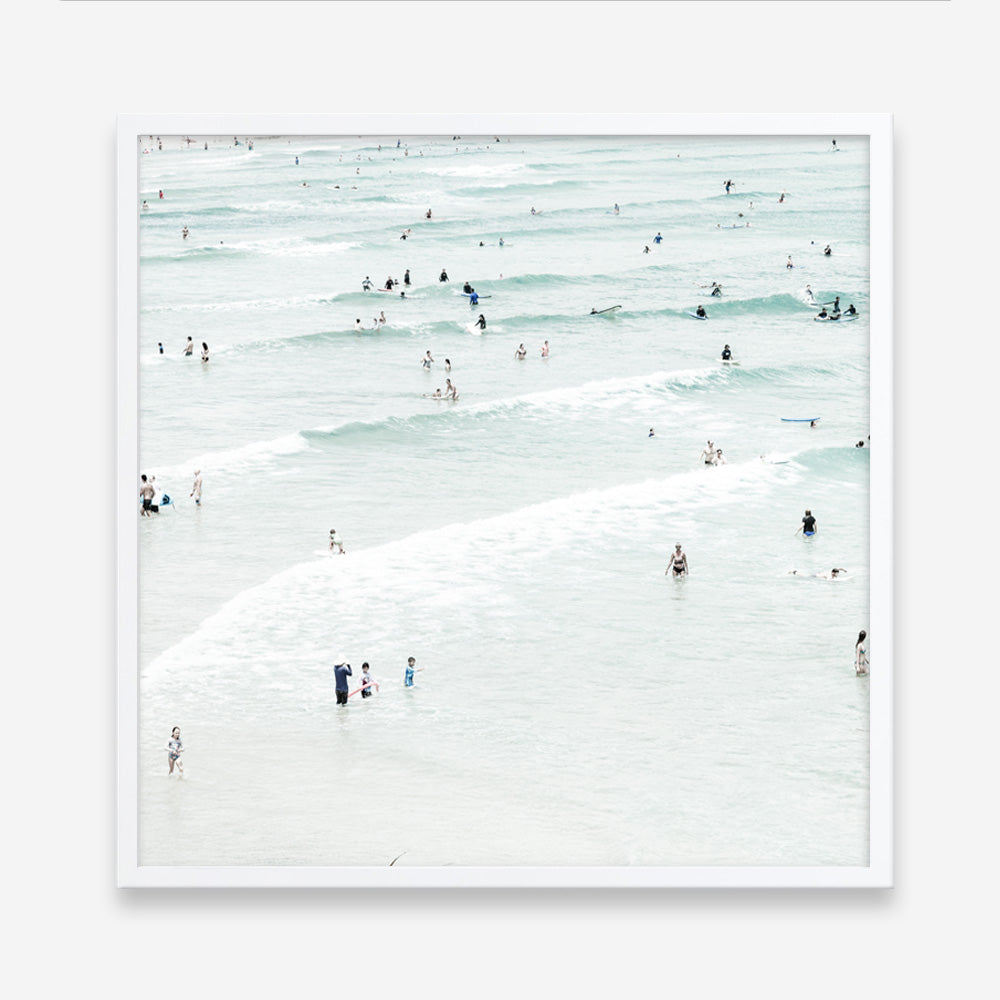 Shop Byron Swimmers (Square) Photo Art Print a coastal themed photography wall art print from The Print Emporium wall artwork collection - Buy Australian made fine art poster and framed prints for the home and your interior decor, TPE-1022-AP