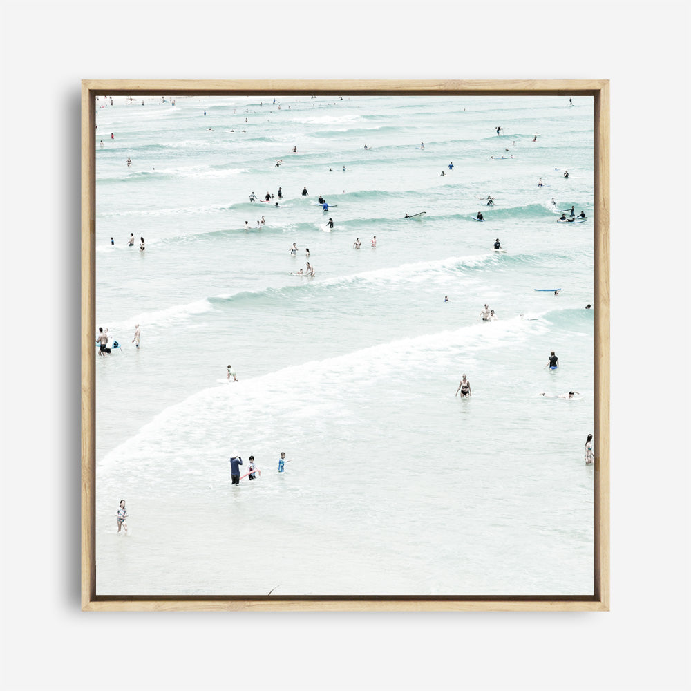 Shop Byron Swimmers (Square) Photo Canvas a coastal themed photography framed stretched canvas print from The Print Emporium wall artwork collection - Buy Australian made prints for the home and your interior decor space, TPE-1022-CA-40X40-NF