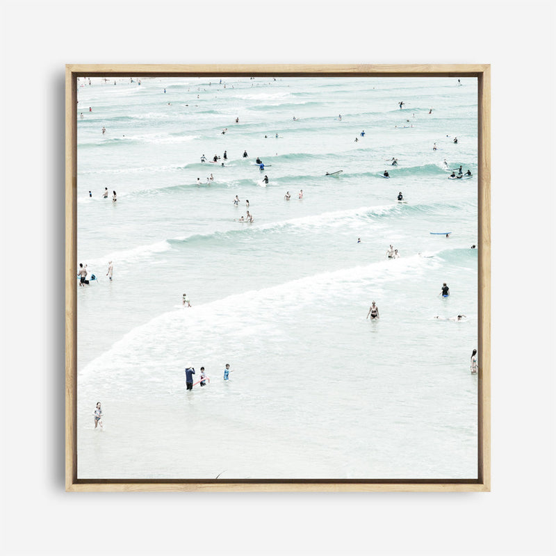 Shop Byron Swimmers (Square) Photo Canvas a coastal themed photography framed stretched canvas print from The Print Emporium wall artwork collection - Buy Australian made prints for the home and your interior decor space, TPE-1022-CA-40X40-NF