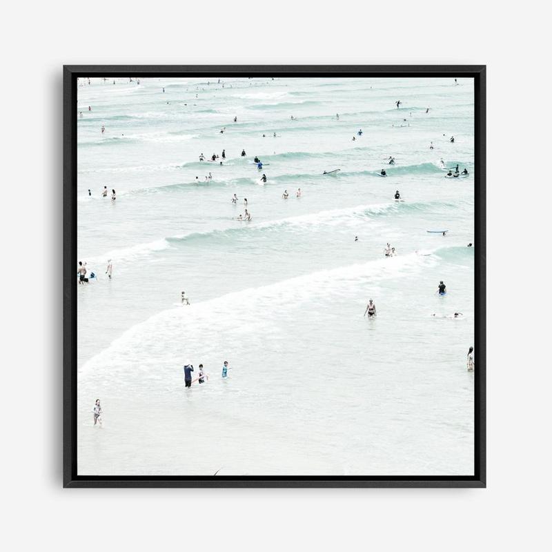 Shop Byron Swimmers (Square) Photo Canvas a coastal themed photography framed stretched canvas print from The Print Emporium wall artwork collection - Buy Australian made prints for the home and your interior decor space, TPE-1022-CA-40X40-NF