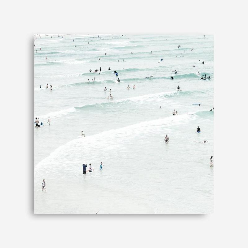 Shop Byron Swimmers (Square) Photo Canvas a coastal themed photography framed stretched canvas print from The Print Emporium wall artwork collection - Buy Australian made prints for the home and your interior decor space, TPE-1022-CA-40X40-NF