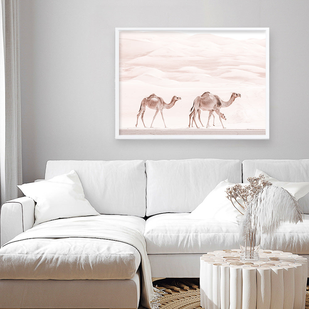 Shop Camel Highway Photo Art Print a Moroccan desert boho themed photography wall art print from The Print Emporium wall artwork collection - Buy Australian made fine art poster and framed prints for the home and your interior decor room, TPE-831-AP