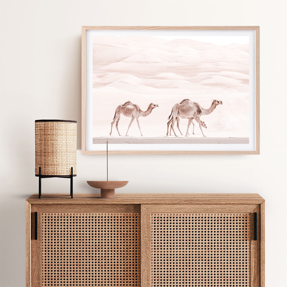Shop Camel Highway Photo Art Print a Moroccan desert boho themed photography wall art print from The Print Emporium wall artwork collection - Buy Australian made fine art poster and framed prints for the home and your interior decor room, TPE-831-AP