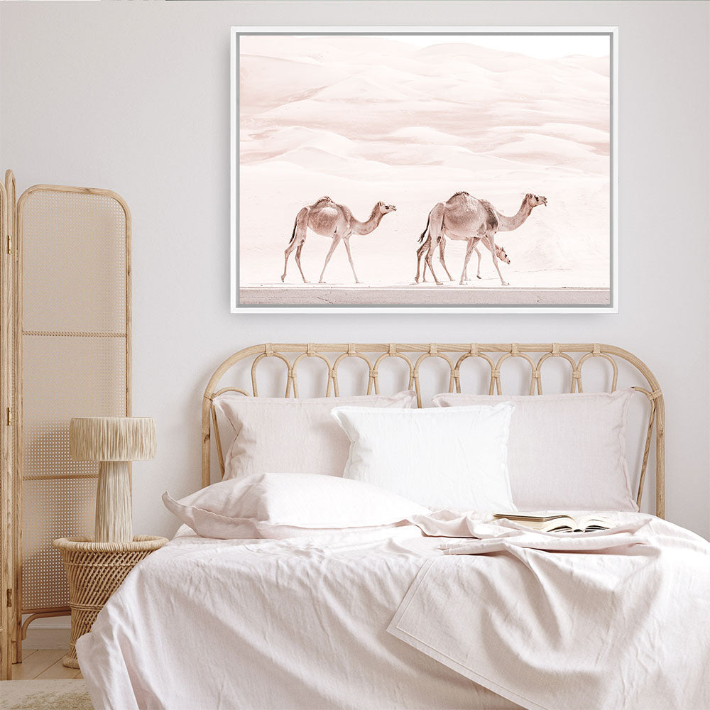 Shop Camel Highway Photo Canvas Print a Moroccan desert boho themed photography framed stretched canvas print from The Print Emporium wall artwork collection - Buy Australian made prints for the home and your interior decor space, TPE-831-CA-35X46-NF