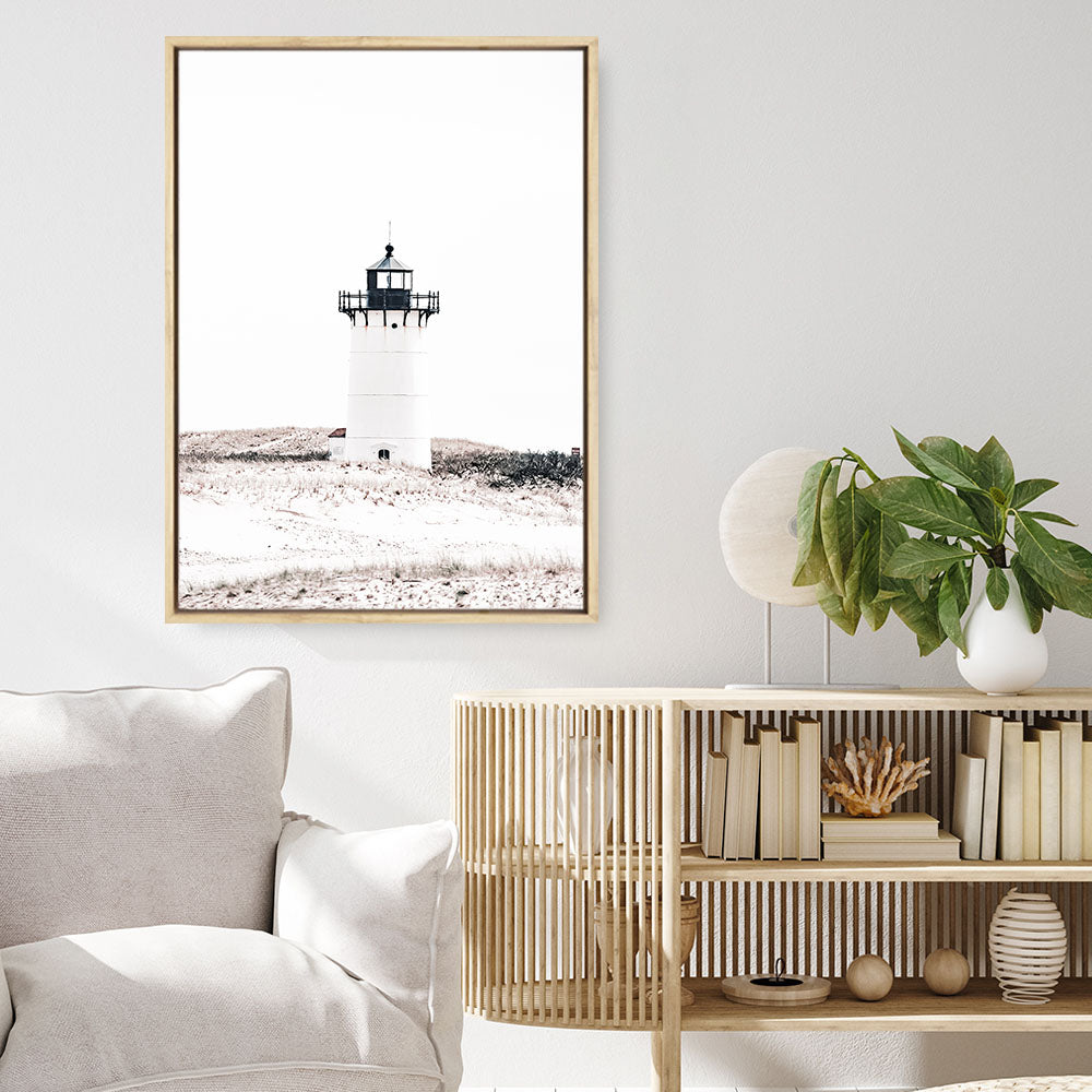 Shop Cape Cod Lighthouse I Photo Canvas Print a coastal themed photography framed stretched canvas print from The Print Emporium wall artwork collection - Buy Australian made prints for the home and your interior decor space, TPE-801-CA-35X46-NF