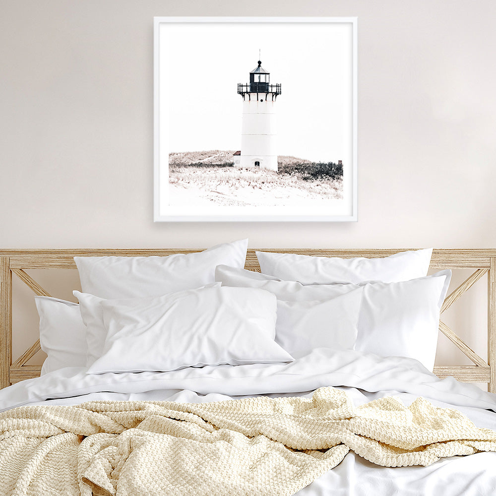 Shop Cape Cod Lighthouse I (Square) Photo Art Print a coastal themed photography wall art print from The Print Emporium wall artwork collection - Buy Australian made fine art poster and framed prints for the home and your interior decor, TPE-804-AP