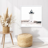 Shop Cape Cod Lighthouse I (Square) Photo Art Print a coastal themed photography wall art print from The Print Emporium wall artwork collection - Buy Australian made fine art poster and framed prints for the home and your interior decor, TPE-804-AP