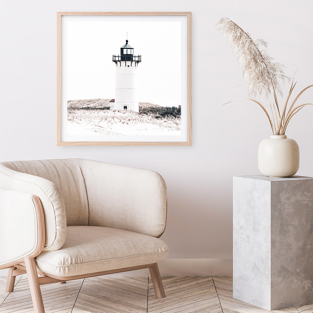 Shop Cape Cod Lighthouse I (Square) Photo Art Print a coastal themed photography wall art print from The Print Emporium wall artwork collection - Buy Australian made fine art poster and framed prints for the home and your interior decor, TPE-804-AP