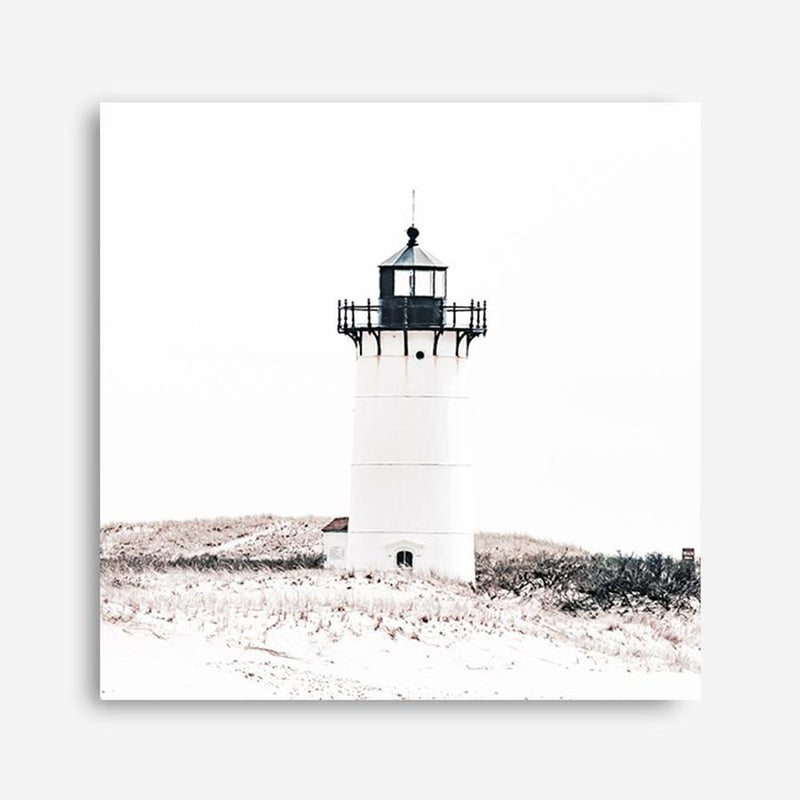 Shop Cape Cod Lighthouse I (Square) Photo Canvas a coastal themed photography framed stretched canvas print from The Print Emporium wall artwork collection - Buy Australian made prints for the home and your interior decor space, TPE-804-CA-40X40-NF