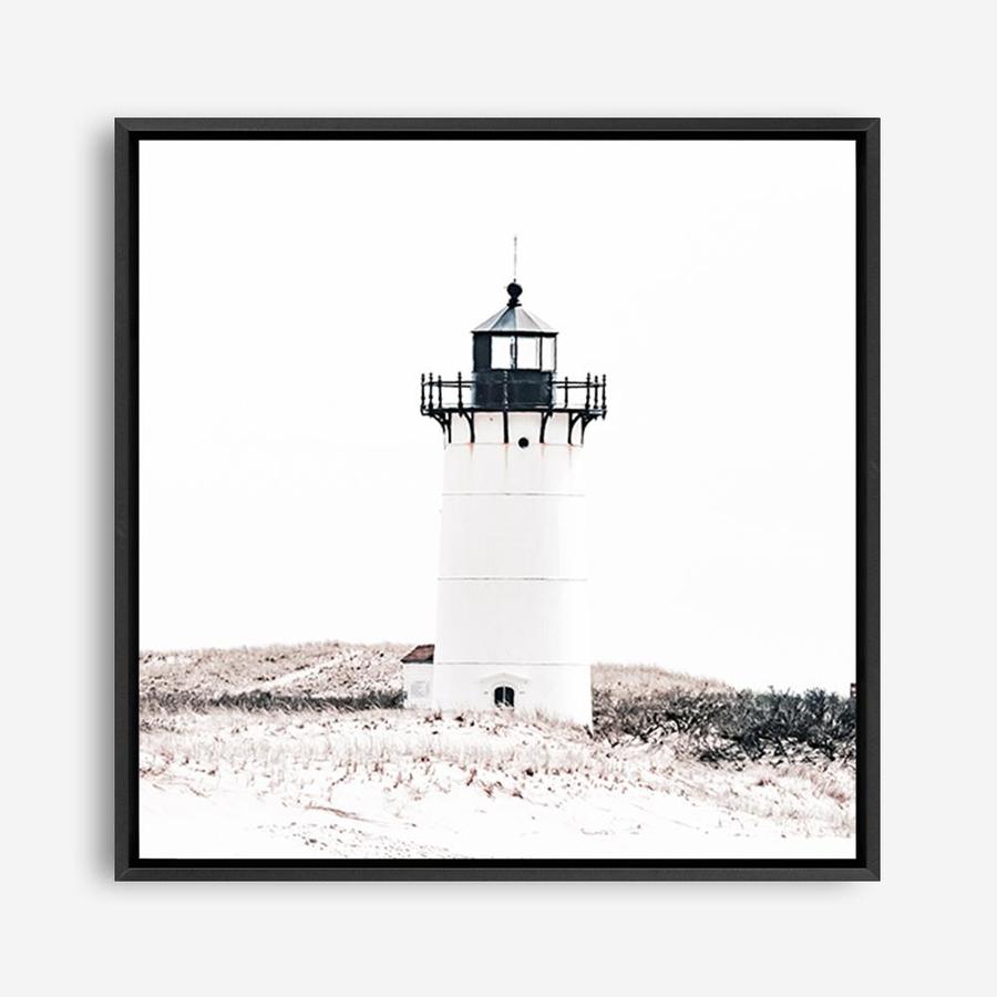 Shop Cape Cod Lighthouse I (Square) Photo Canvas a coastal themed photography framed stretched canvas print from The Print Emporium wall artwork collection - Buy Australian made prints for the home and your interior decor space, TPE-804-CA-40X40-NF