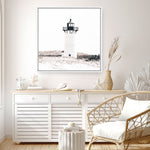 Shop Cape Cod Lighthouse I (Square) Photo Canvas a coastal themed photography framed stretched canvas print from The Print Emporium wall artwork collection - Buy Australian made prints for the home and your interior decor space, TPE-804-CA-40X40-NF