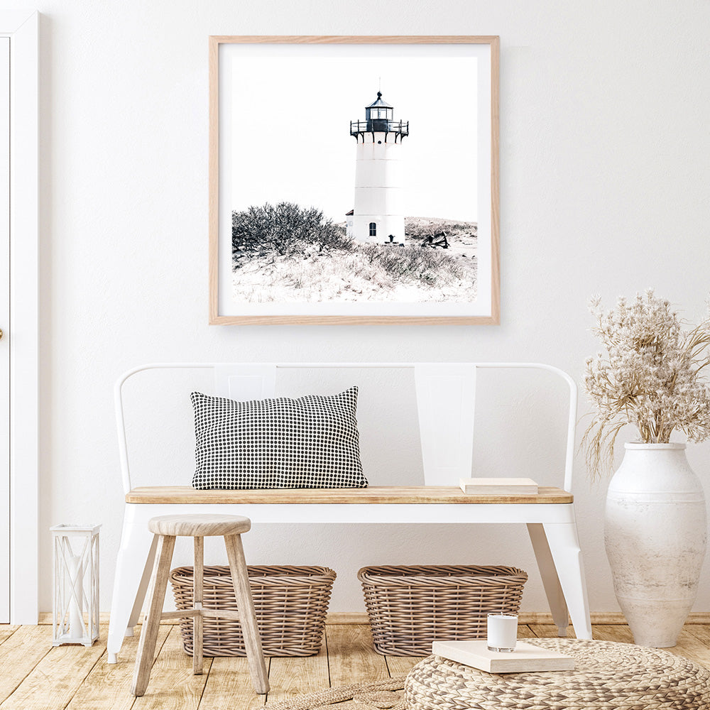 Shop Cape Cod Lighthouse II (Square) Photo Art Print a coastal themed photography wall art print from The Print Emporium wall artwork collection - Buy Australian made fine art poster and framed prints for the home and your interior decor, TPE-803-AP