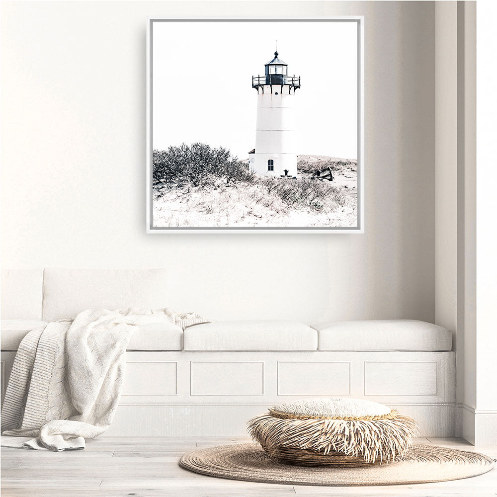 Shop Cape Cod Lighthouse II (Square) Photo Canvas a coastal themed photography framed stretched canvas print from The Print Emporium wall artwork collection - Buy Australian made prints for the home and your interior decor space, TPE-803-CA-40X40-NF