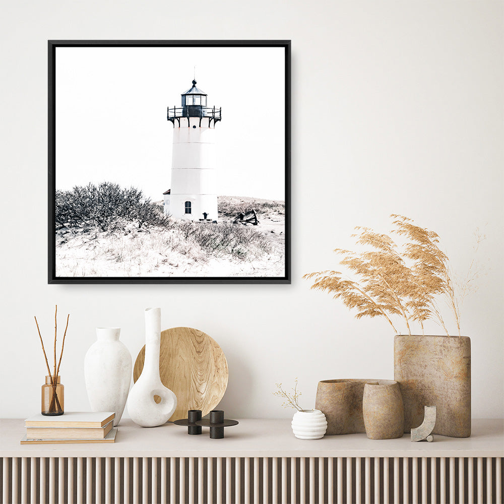 Shop Cape Cod Lighthouse II (Square) Photo Canvas a coastal themed photography framed stretched canvas print from The Print Emporium wall artwork collection - Buy Australian made prints for the home and your interior decor space, TPE-803-CA-40X40-NF