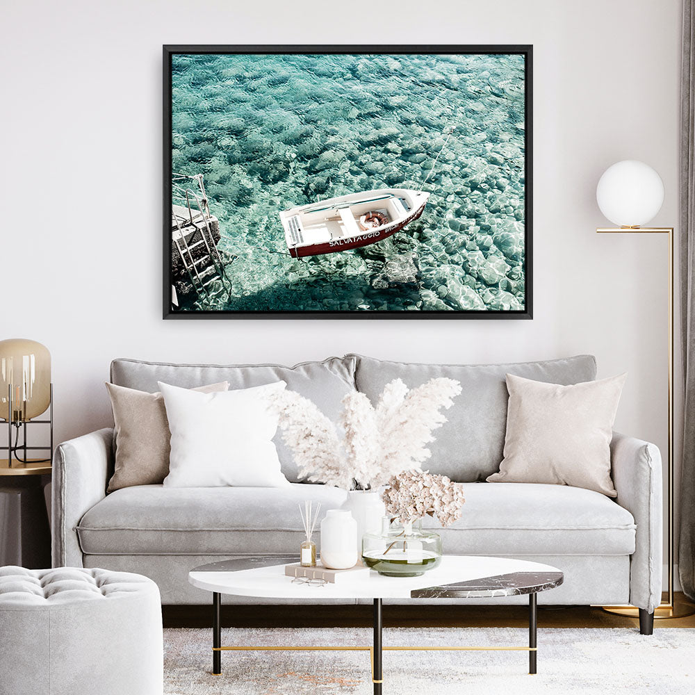 Shop Capri Boat I Photo Canvas Print a coastal themed photography framed stretched canvas print from The Print Emporium wall artwork collection - Buy Australian made prints for the home and your interior decor space, TPE-722-CA-35X46-NF
