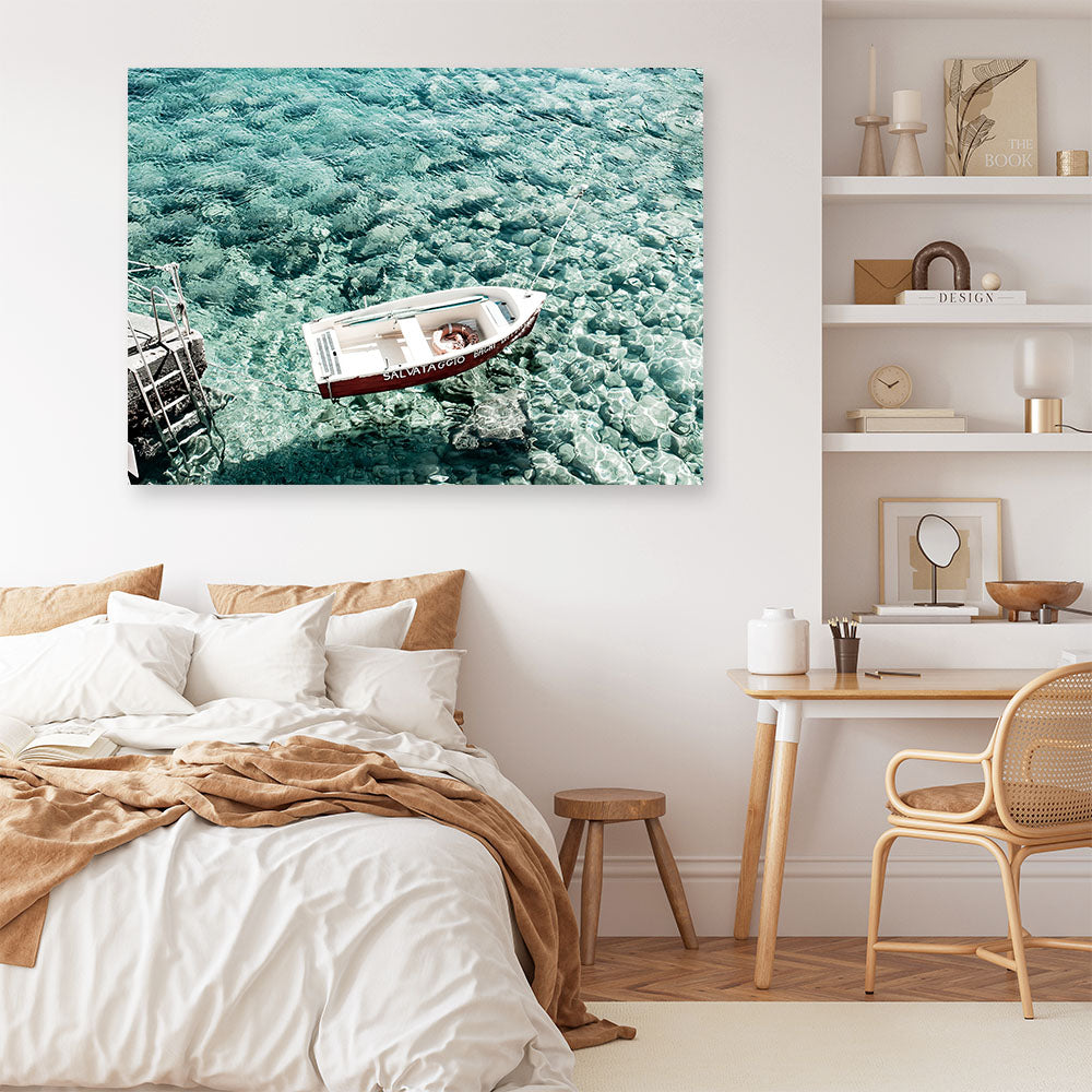 Shop Capri Boat I Photo Canvas Print a coastal themed photography framed stretched canvas print from The Print Emporium wall artwork collection - Buy Australian made prints for the home and your interior decor space, TPE-722-CA-35X46-NF