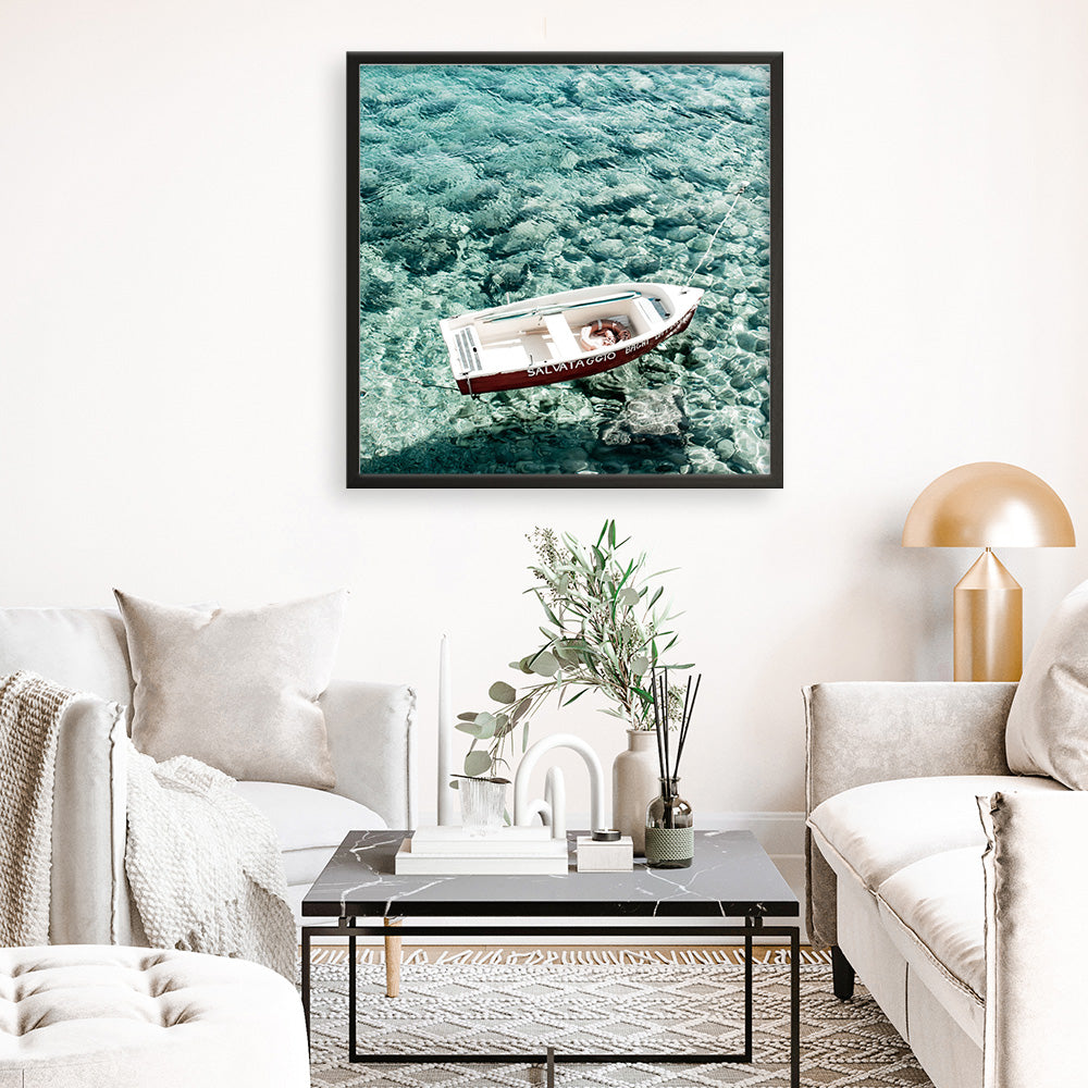 Shop Capri Boat I (Square) Photo Art Print a coastal themed photography wall art print from The Print Emporium wall artwork collection - Buy Australian made fine art poster and framed prints for the home and your interior decor, TPE-945-AP