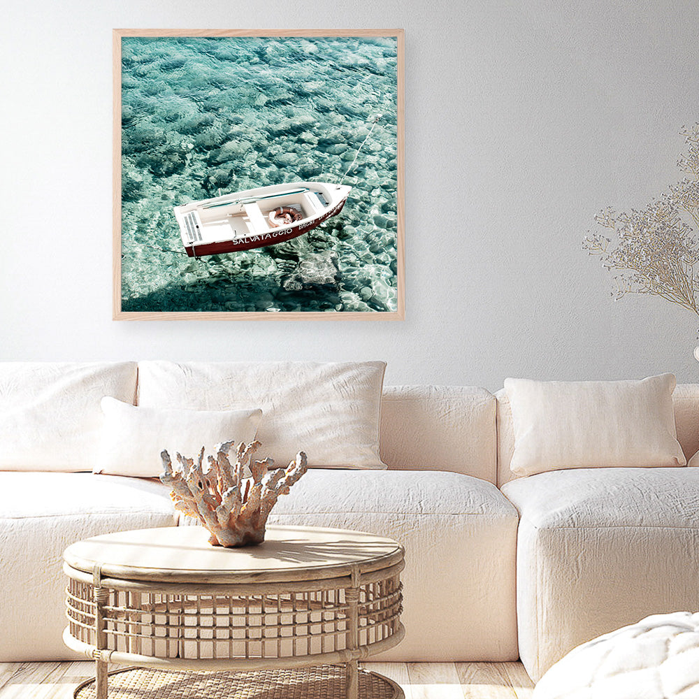 Shop Capri Boat I (Square) Photo Art Print a coastal themed photography wall art print from The Print Emporium wall artwork collection - Buy Australian made fine art poster and framed prints for the home and your interior decor, TPE-945-AP