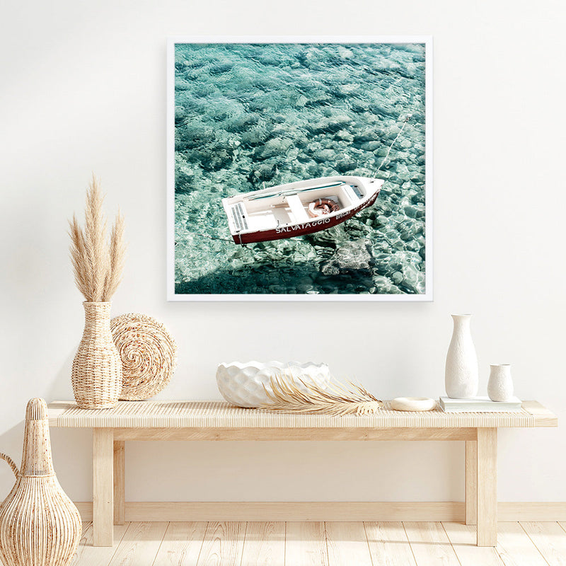 Shop Capri Boat I (Square) Photo Art Print a coastal themed photography wall art print from The Print Emporium wall artwork collection - Buy Australian made fine art poster and framed prints for the home and your interior decor, TPE-945-AP