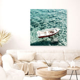 Shop Capri Boat I (Square) Photo Canvas a coastal themed photography framed stretched canvas print from The Print Emporium wall artwork collection - Buy Australian made prints for the home and your interior decor space, TPE-945-CA-40X40-NF
