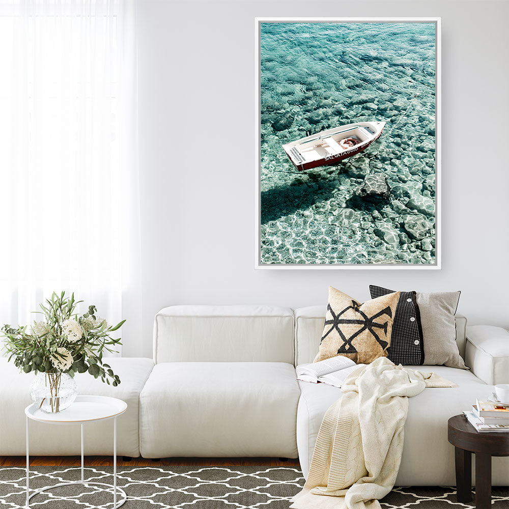 Shop Capri Boat II Photo Canvas Print a coastal themed photography framed stretched canvas print from The Print Emporium wall artwork collection - Buy Australian made prints for the home and your interior decor space, TPE-723-CA-35X46-NF