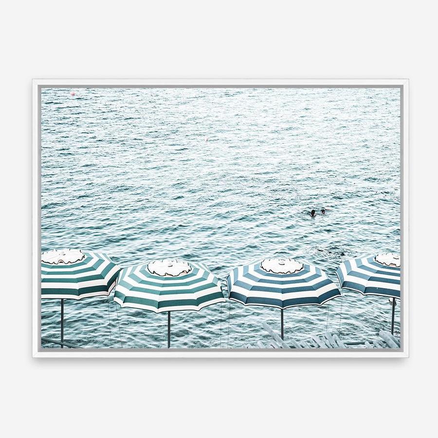 Shop Capri Island Umbrellas Photo Canvas Print a coastal themed photography framed stretched canvas print from The Print Emporium wall artwork collection - Buy Australian made prints for the home and your interior decor space, TPE-872-CA-35X46-NF