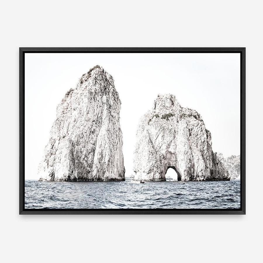 Shop Capri Rocks Photo Canvas Print a coastal themed photography framed stretched canvas print from The Print Emporium wall artwork collection - Buy Australian made prints for the home and your interior decor space, TPE-902-CA-35X46-NF