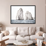 Shop Capri Rocks Photo Canvas Print a coastal themed photography framed stretched canvas print from The Print Emporium wall artwork collection - Buy Australian made prints for the home and your interior decor space, TPE-902-CA-35X46-NF