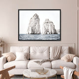 Shop Capri Rocks Photo Canvas Print a coastal themed photography framed stretched canvas print from The Print Emporium wall artwork collection - Buy Australian made prints for the home and your interior decor space, TPE-902-CA-35X46-NF