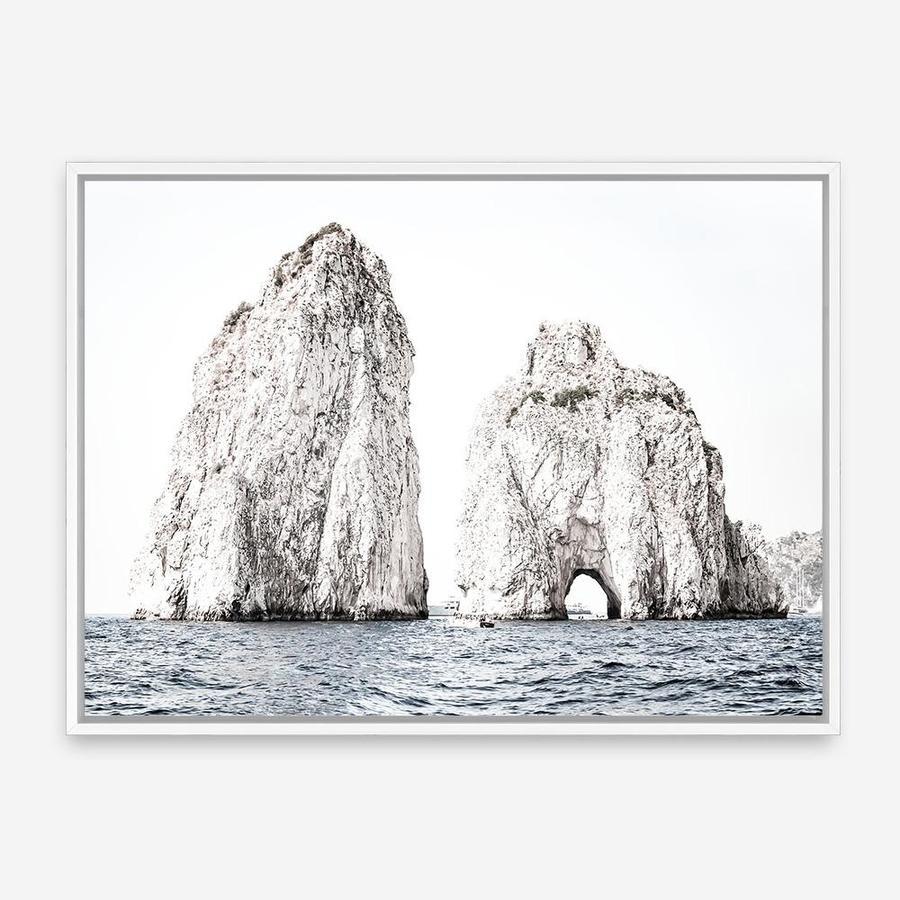 Shop Capri Rocks Photo Canvas Print a coastal themed photography framed stretched canvas print from The Print Emporium wall artwork collection - Buy Australian made prints for the home and your interior decor space, TPE-902-CA-35X46-NF