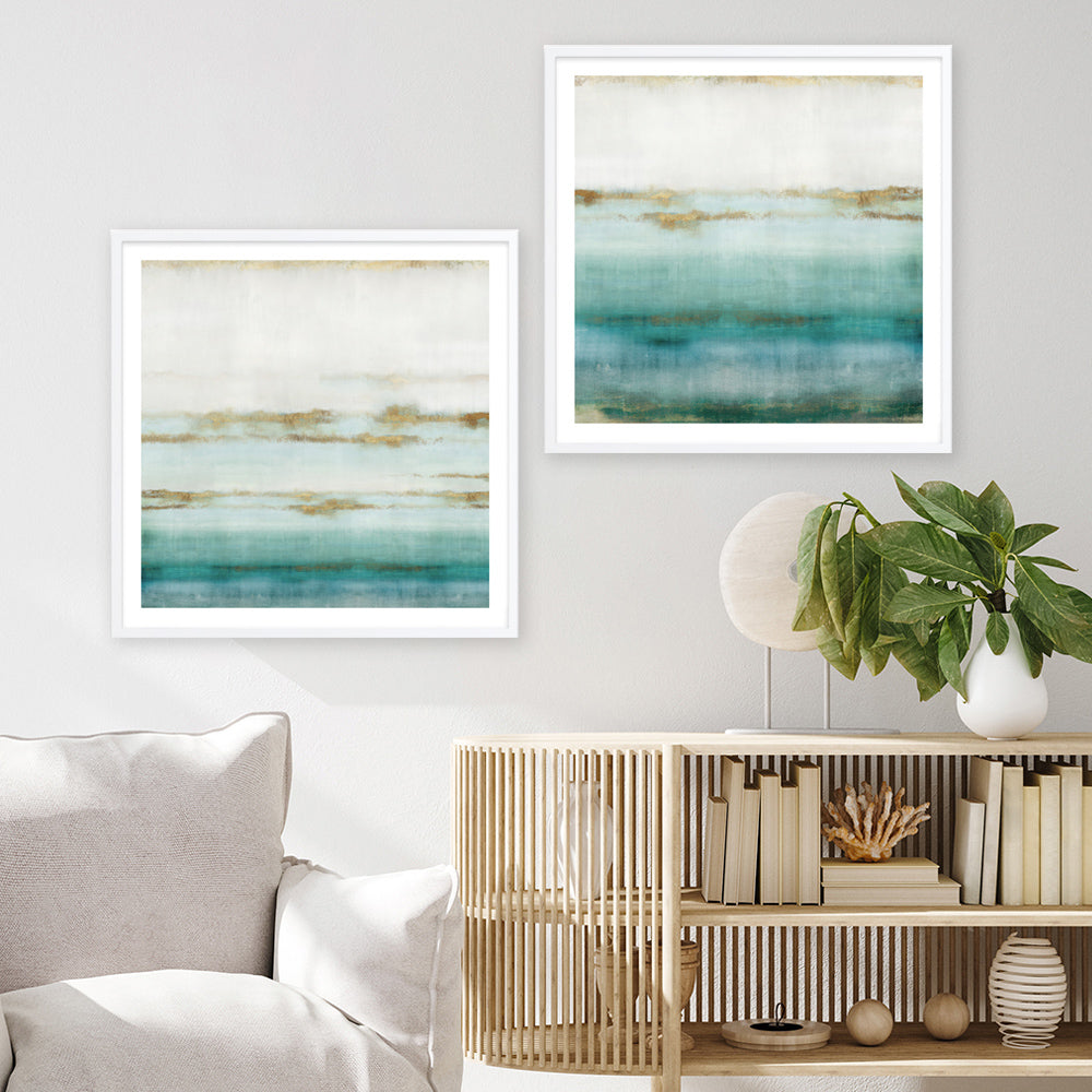 Shop Cerulean Haze I (Square) Art Print a painted abstract themed wall art print from The Print Emporium wall artwork collection - Buy Australian made fine art painting style poster and framed prints for the home and your interior decor room, TPE-PC-EZ192-AP