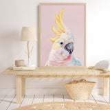 Shop Charlie The Cockatoo (Pink) Art Print a painted bird themed wall art print from The Print Emporium wall artwork collection - Buy Australian made fine art painting style poster and framed prints for the home and your interior decor room, TPE-220-AP