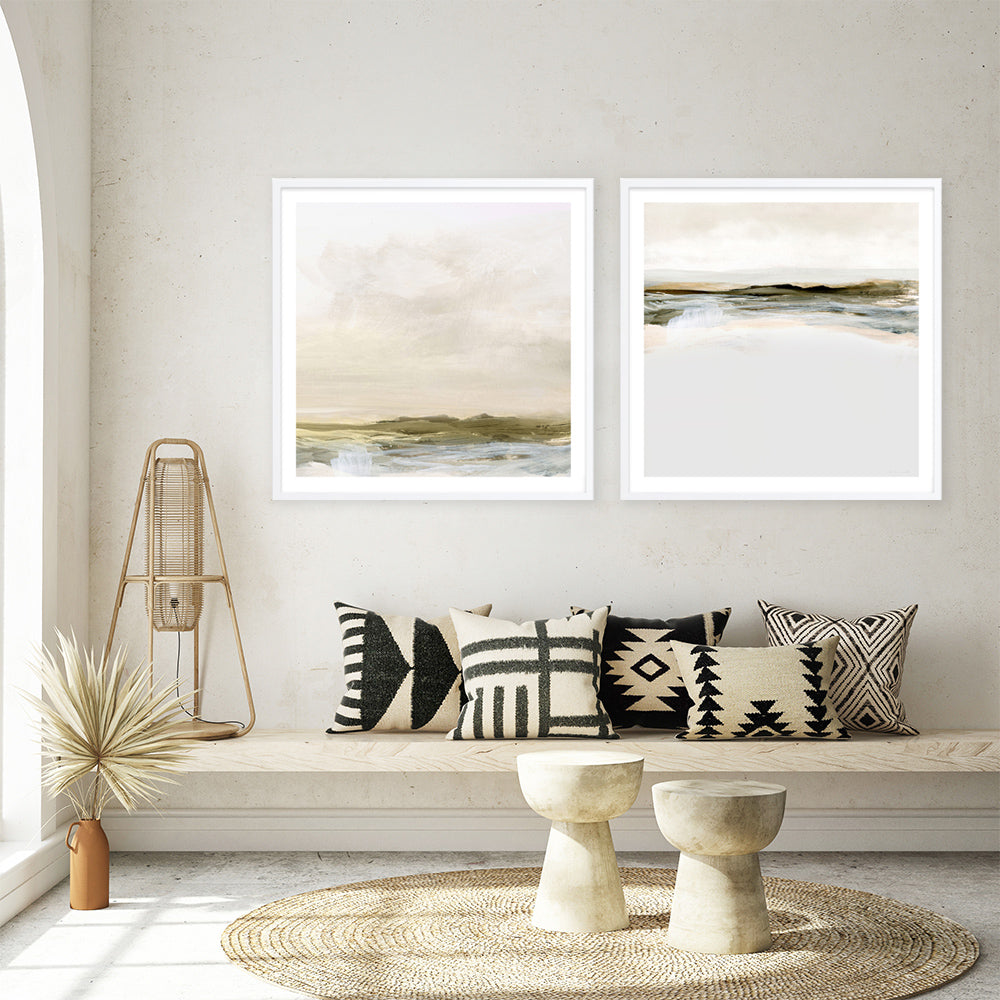 Shop Coastal Break (Square) Art Print a painted abstract themed wall art print from The Print Emporium wall artwork collection - Buy Australian made fine art painting style poster and framed prints for the home and your interior decor room, TPE-DH-154-AP