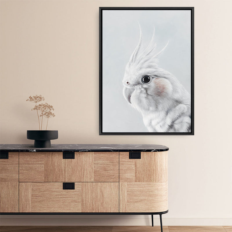 Shop Cockatiel Canvas Print a painted bird themed framed canvas wall art print from The Print Emporium artwork collection - Buy Australian made fine art painting style stretched canvas prints for the home and your interior decor space, TPE-012-CA-35X46-NF