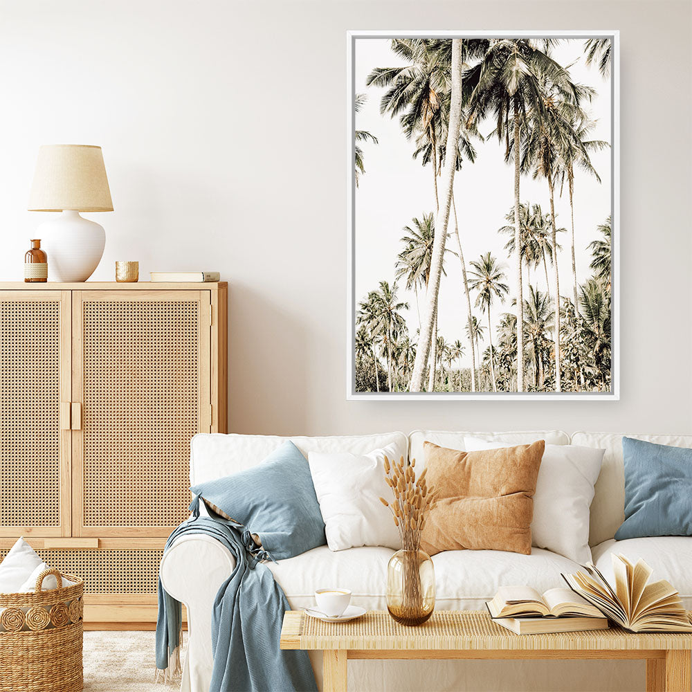 Shop Coconut Palm Plantation Photo Canvas Print a coastal themed photography framed stretched canvas print from The Print Emporium wall artwork collection - Buy Australian made prints for the home and your interior decor space, TPE-1088-CA-35X46-NF