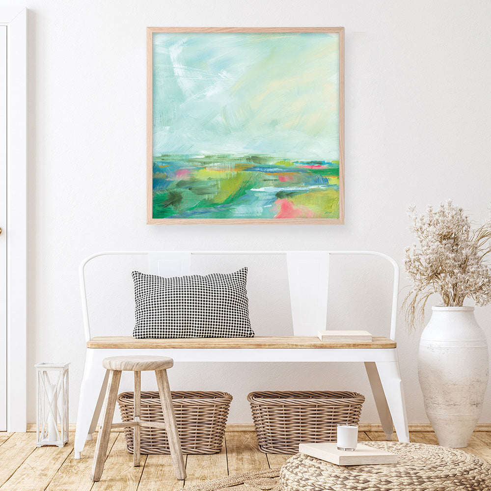Shop Colorful Horizon Square I (Square) Art Print a painted abstract themed wall art print from The Print Emporium wall artwork collection - Buy Australian made fine art painting style poster and framed prints for the home and your interior decor room, TPE-WA-63752-AP