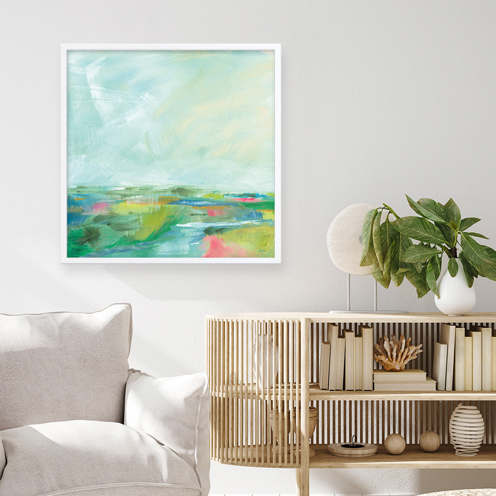 Shop Colorful Horizon Square I (Square) Art Print a painted abstract themed wall art print from The Print Emporium wall artwork collection - Buy Australian made fine art painting style poster and framed prints for the home and your interior decor room, TPE-WA-63752-AP