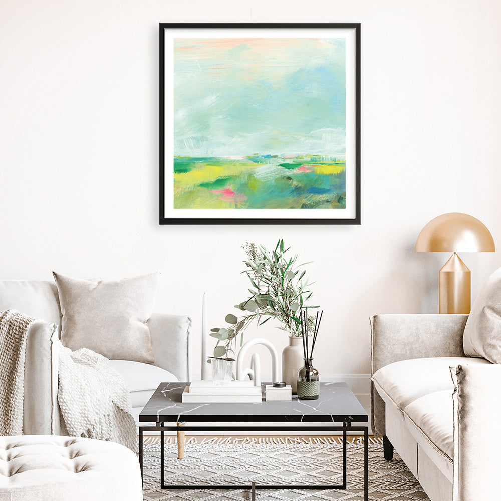 Shop Colorful Horizon Square II (Square) Art Print a painted abstract themed wall art print from The Print Emporium wall artwork collection - Buy Australian made fine art painting style poster and framed prints for the home and your interior decor room, TPE-WA-63753-AP