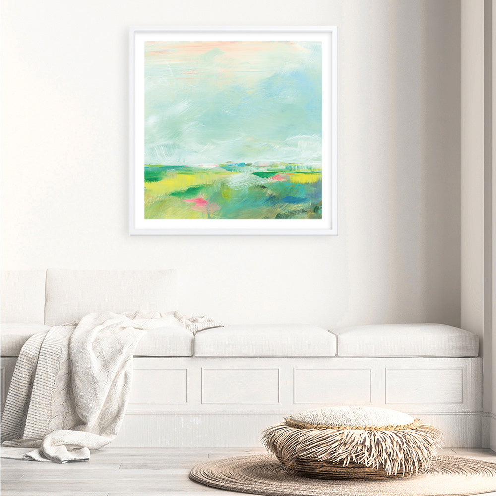 Shop Colorful Horizon Square II (Square) Art Print a painted abstract themed wall art print from The Print Emporium wall artwork collection - Buy Australian made fine art painting style poster and framed prints for the home and your interior decor room, TPE-WA-63753-AP