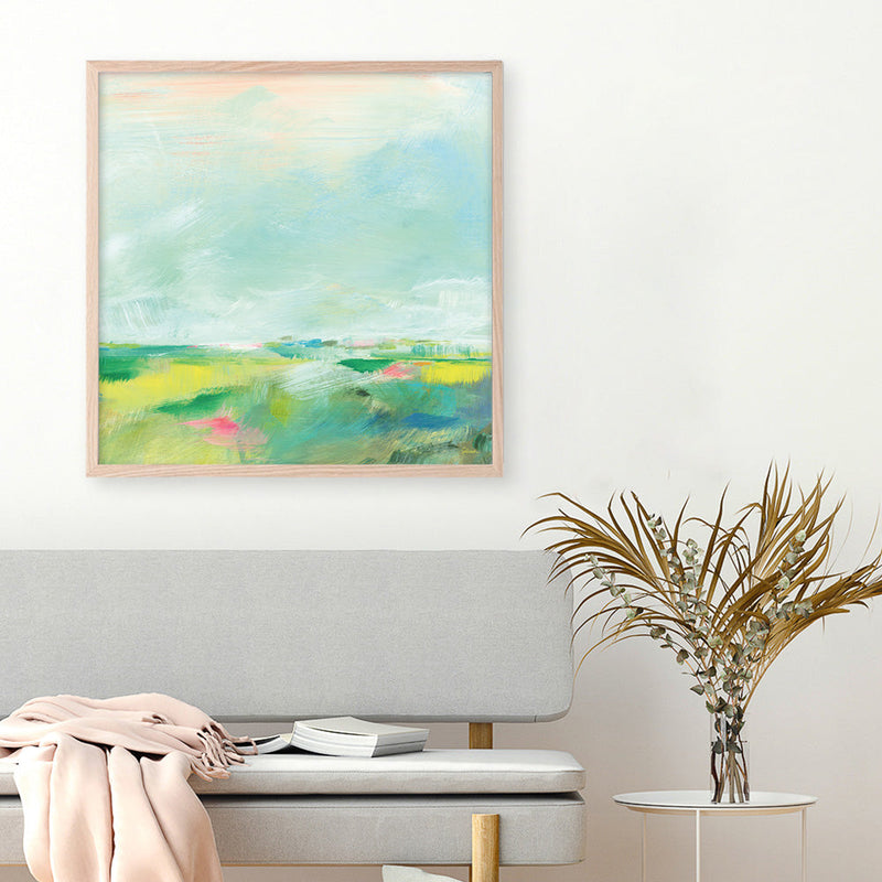 Shop Colorful Horizon Square II (Square) Art Print a painted abstract themed wall art print from The Print Emporium wall artwork collection - Buy Australian made fine art painting style poster and framed prints for the home and your interior decor room, TPE-WA-63753-AP