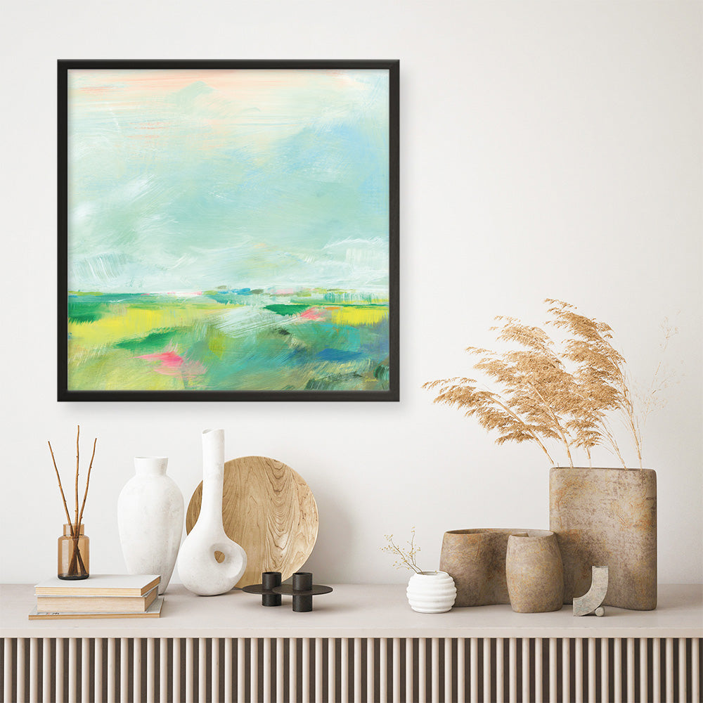 Shop Colorful Horizon Square II (Square) Art Print a painted abstract themed wall art print from The Print Emporium wall artwork collection - Buy Australian made fine art painting style poster and framed prints for the home and your interior decor room, TPE-WA-63753-AP