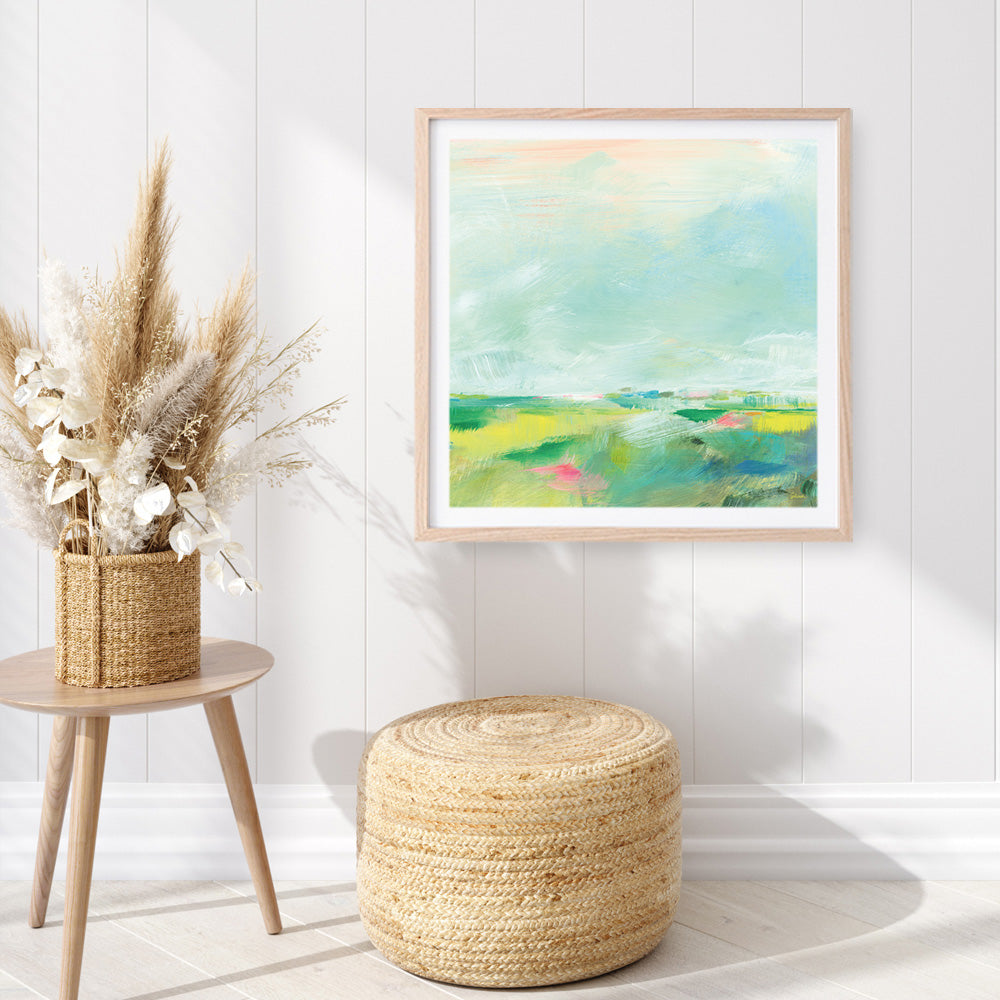 Shop Colorful Horizon Square II (Square) Art Print a painted abstract themed wall art print from The Print Emporium wall artwork collection - Buy Australian made fine art painting style poster and framed prints for the home and your interior decor room, TPE-WA-63753-AP
