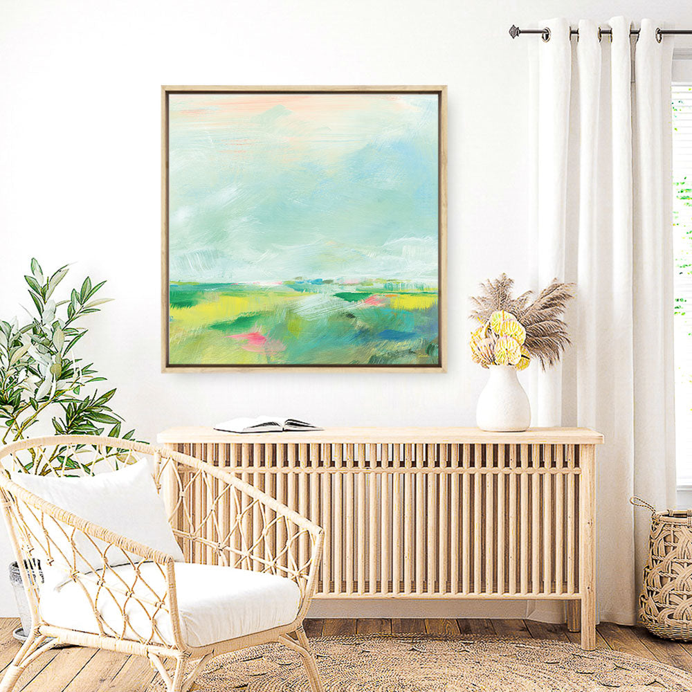 Shop Colorful Horizon Square II (Square) Canvas Print a painted abstract themed framed canvas wall art print from The Print Emporium artwork collection - Buy Australian made fine art painting style stretched canvas prints for the home and your interior decor space, TPE-WA-63753-CA-40X40-NF