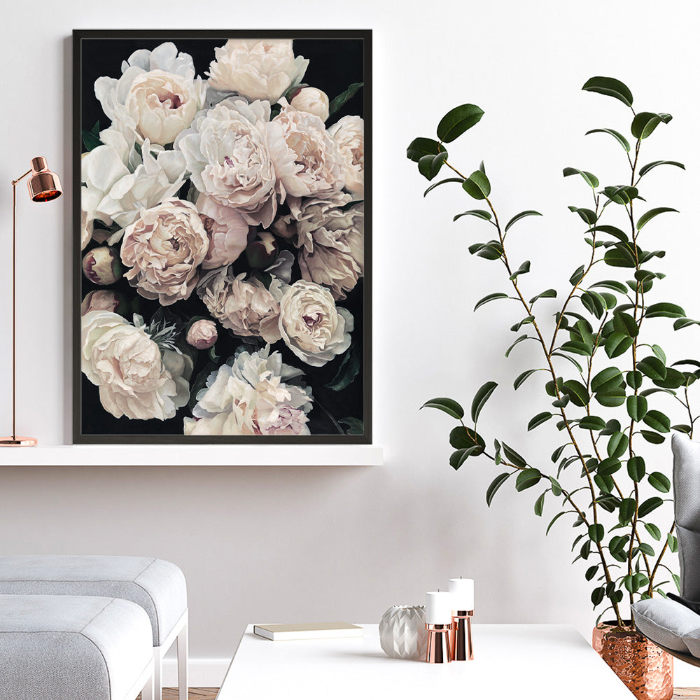 Shop Dark Blooms I Art Print a floral themed painted wall art print from The Print Emporium wall artwork collection - Buy Australian made fine art painting style poster and framed prints for the home and your interior decor room, TPE-322-AP
