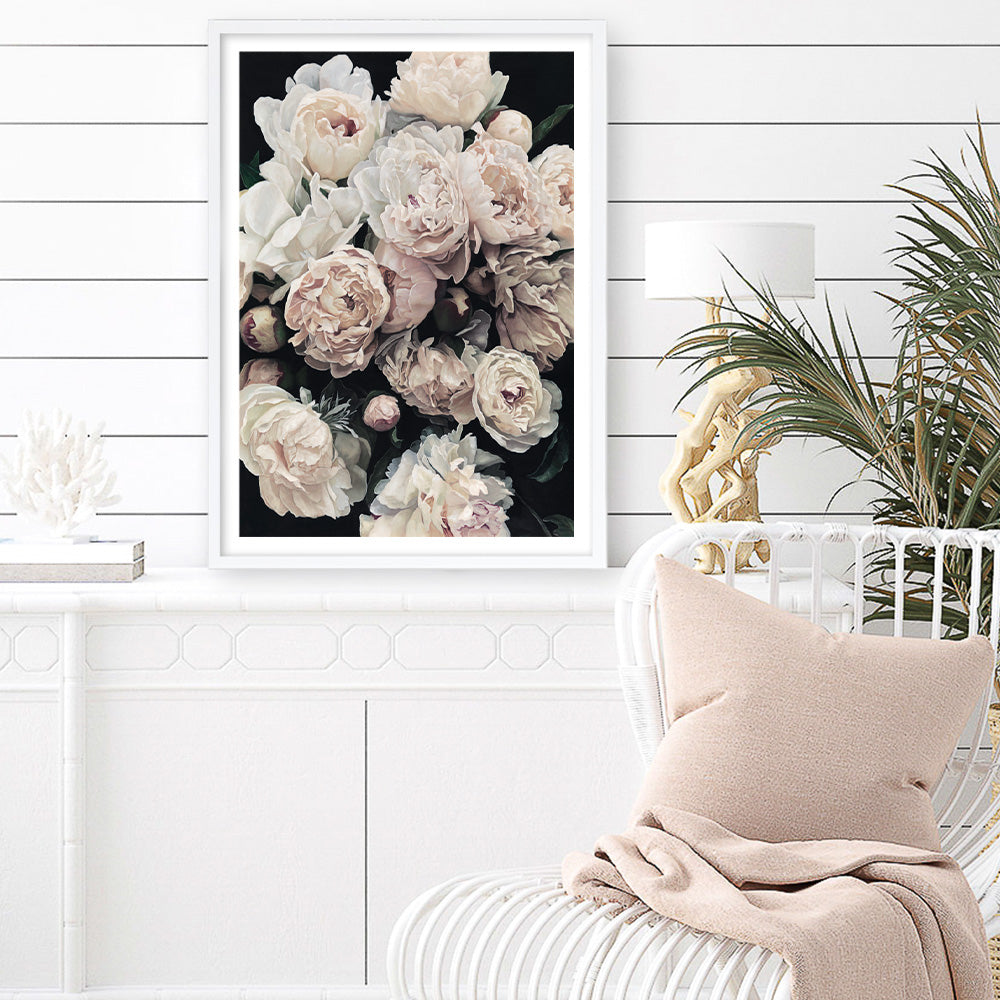 Shop Dark Blooms I Art Print a floral themed painted wall art print from The Print Emporium wall artwork collection - Buy Australian made fine art painting style poster and framed prints for the home and your interior decor room, TPE-322-AP